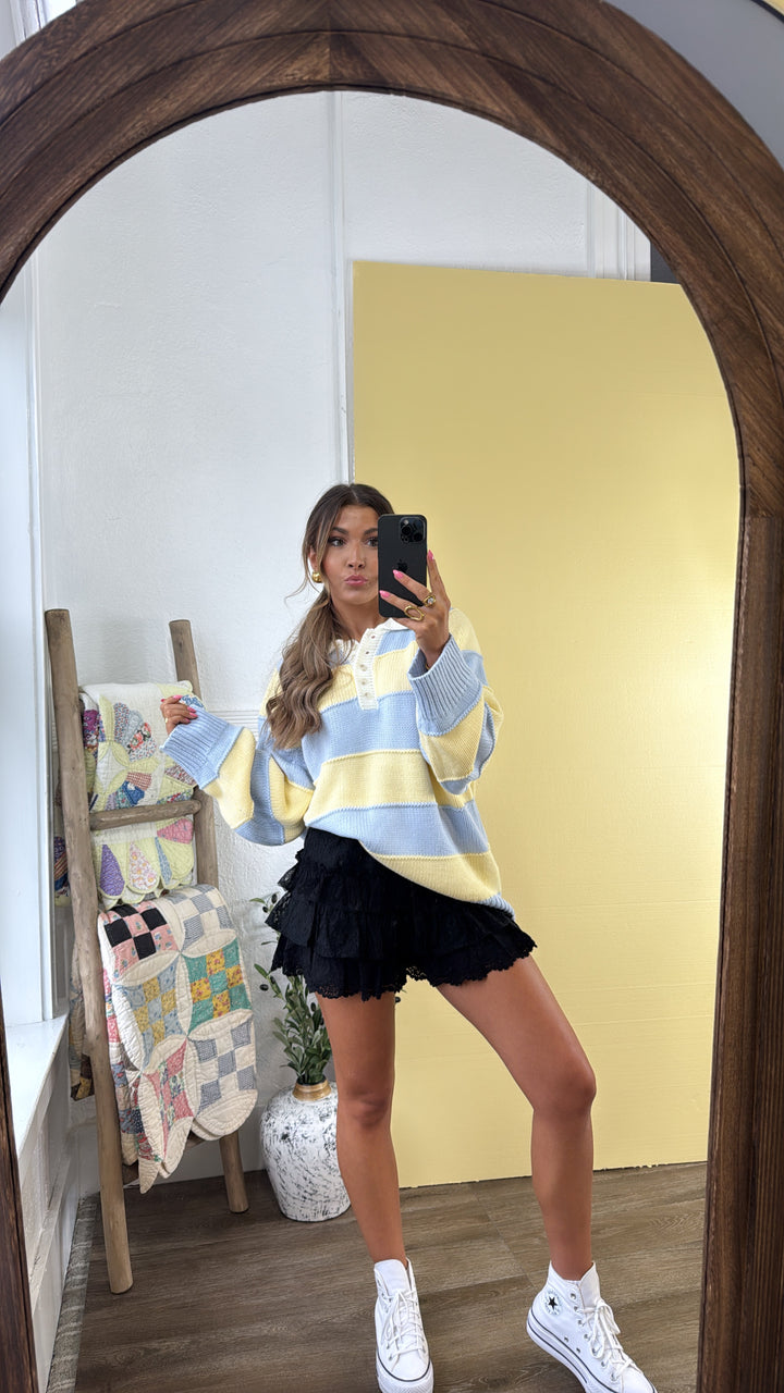 Magic Striped Sweater, Lt.Blue/Lt.Yellow