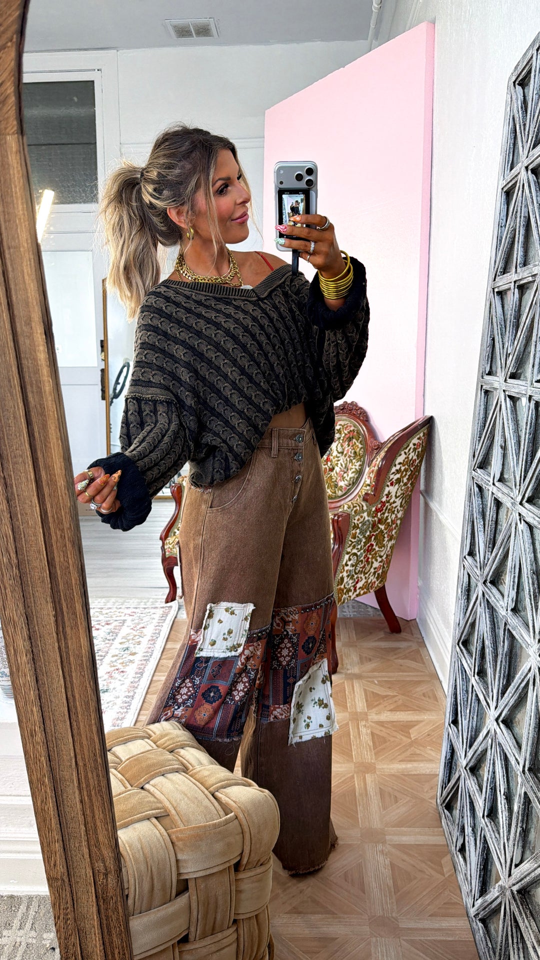 Harper Knit Sweater, Black