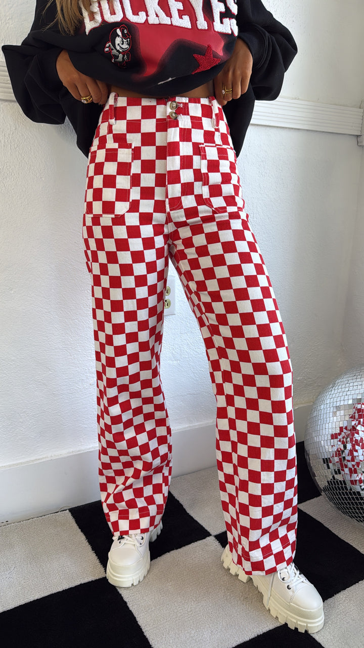 Finish Line Checkered Pant, Red