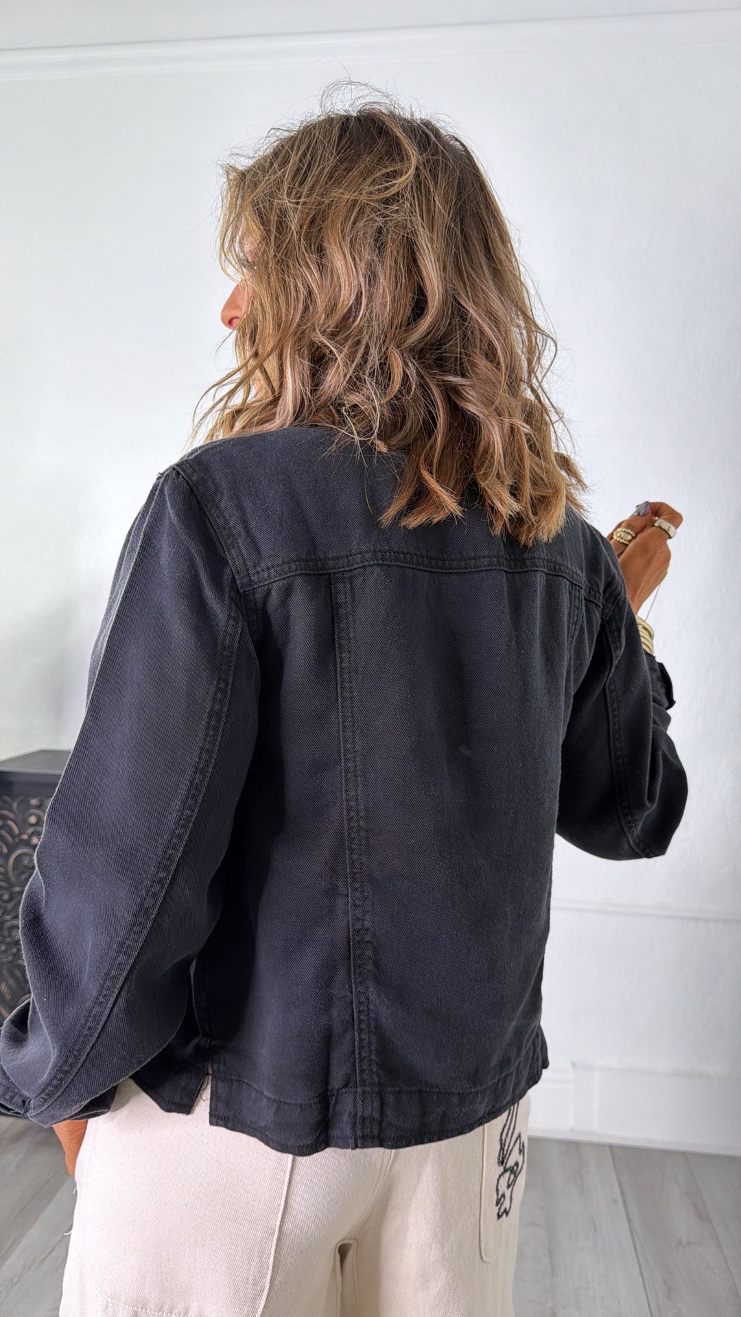 Low Fade Lightweight Denim Jacket, Black