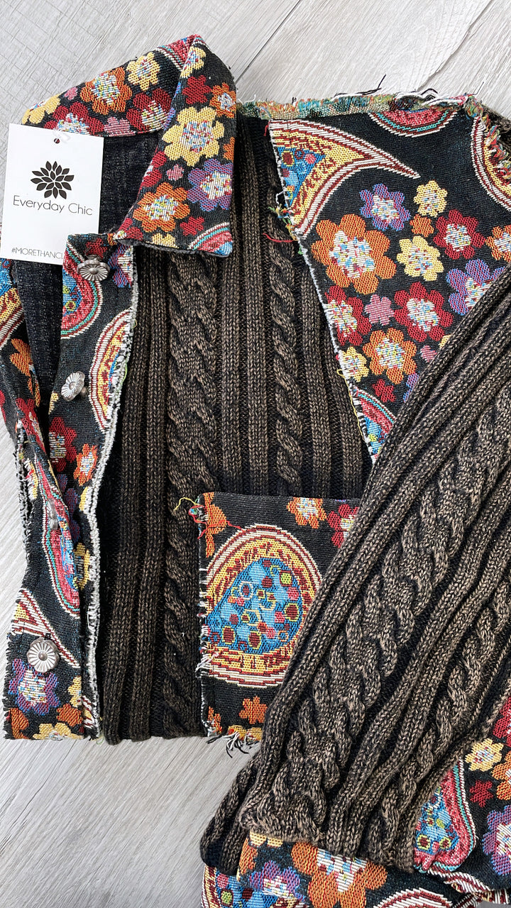 Celestial Paisley Cardigan, Black Multi