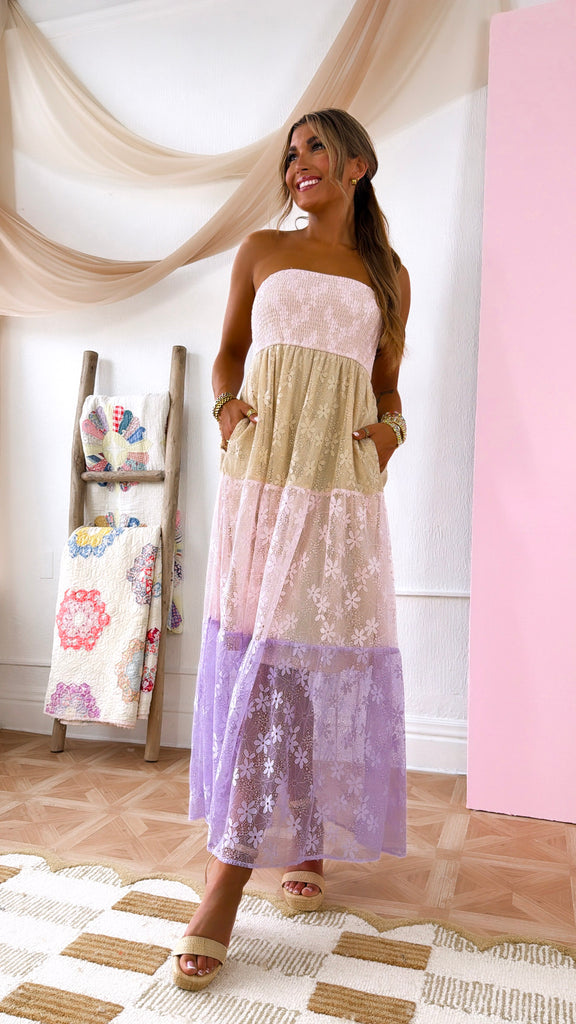 sunset pink dress Wailea Sunset Ombre Maxi Dress