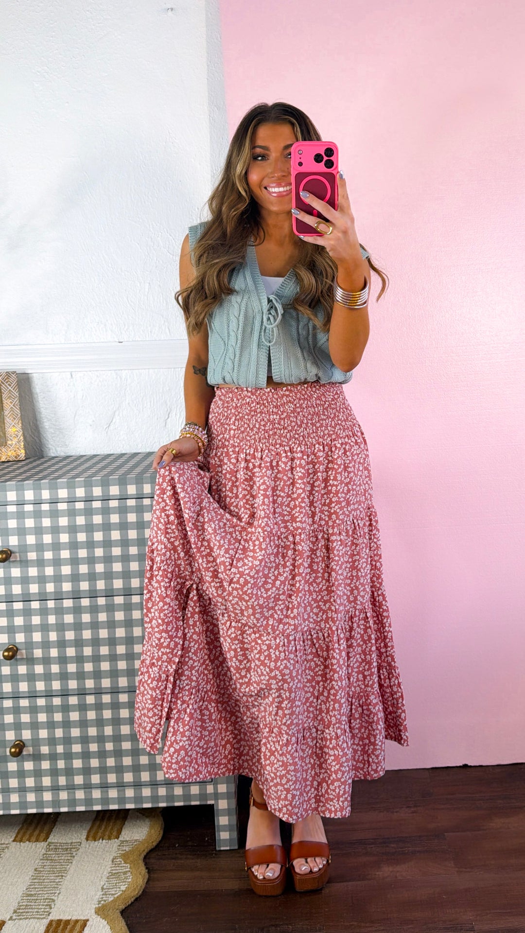 Scarlett Jo Midi Skirt, Ginger/ White