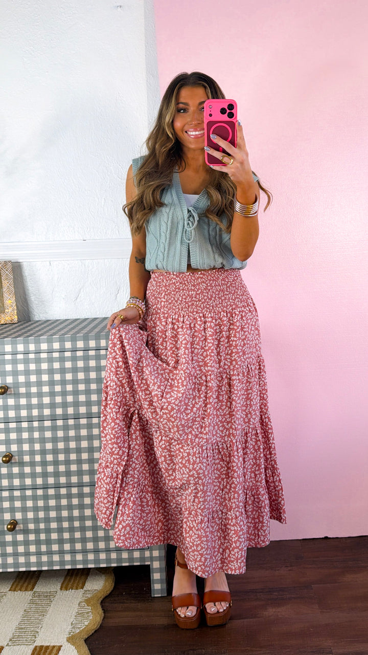 Scarlett Jo Midi Skirt, Ginger/ White