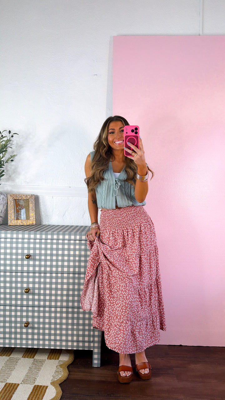 Scarlett Jo Midi Skirt, Ginger/ White