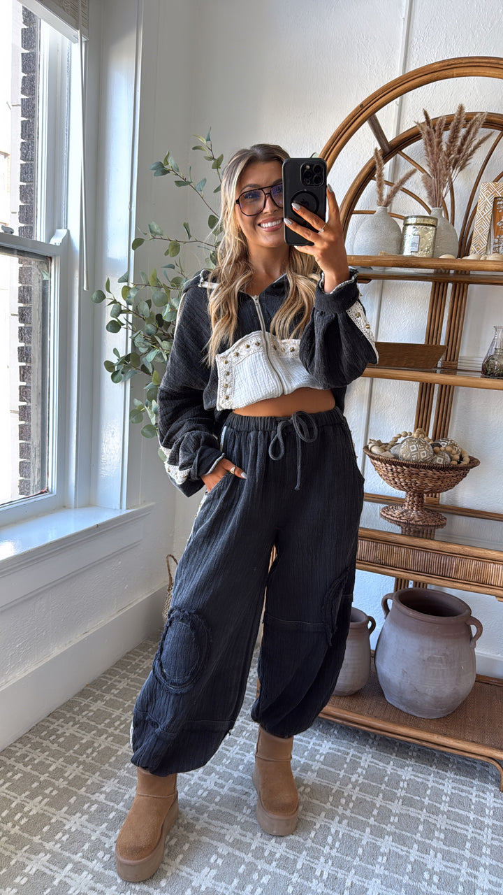 Studded Jogger, Black