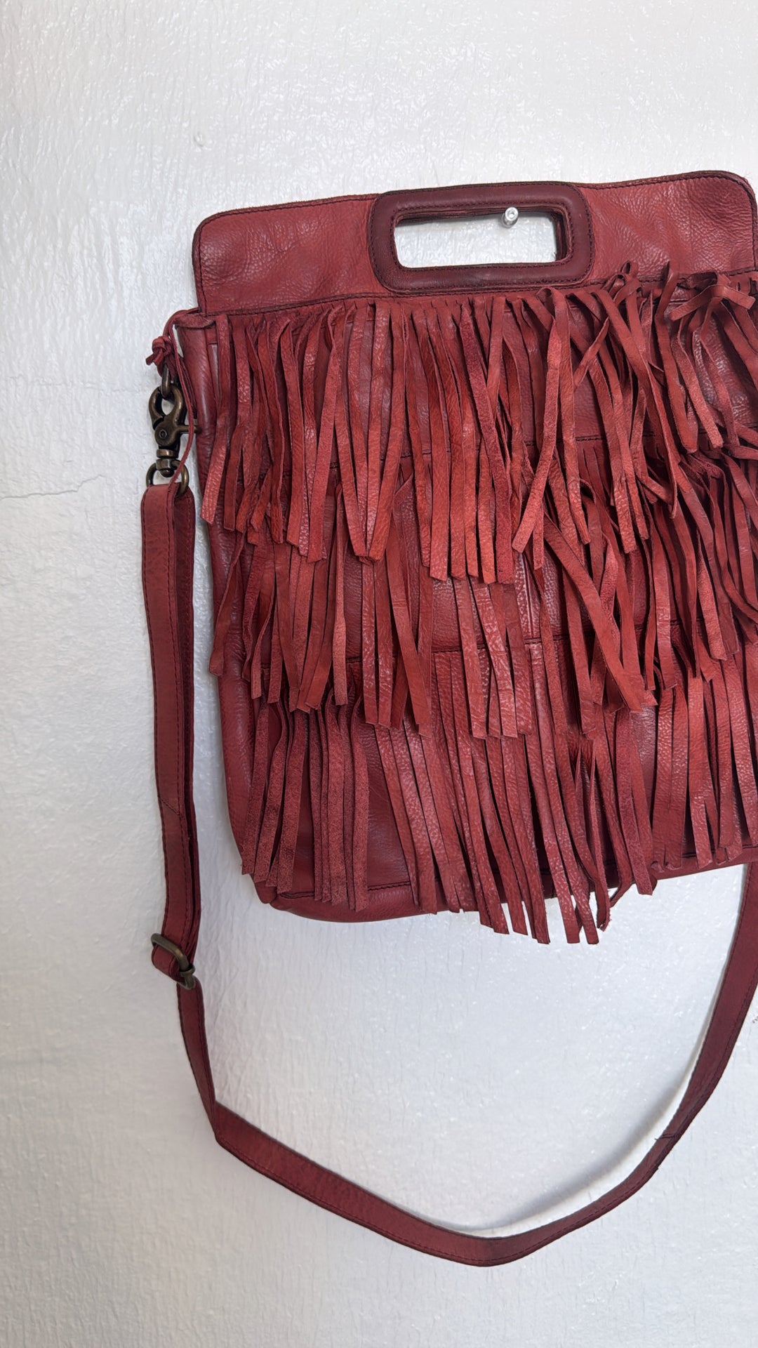 Bristol Layered Fringe Tote, Burgundy