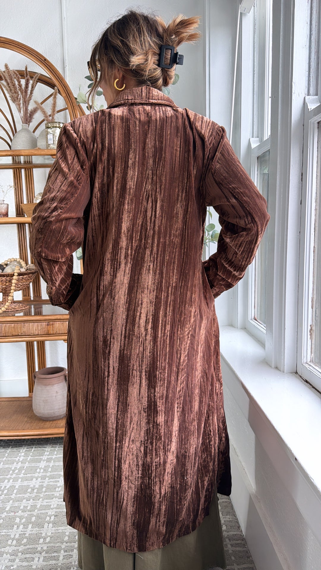 Vera Velvet Maxi Duster, Mocha