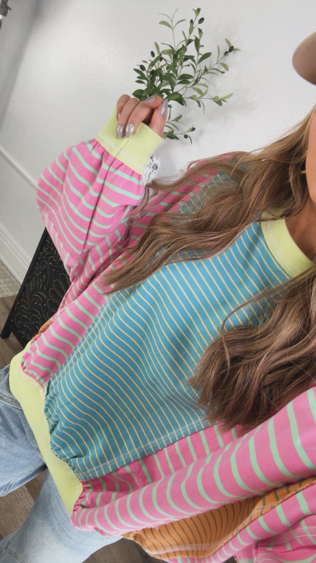 Stitch & Sail Mix Matched Top, Blue/ Pink