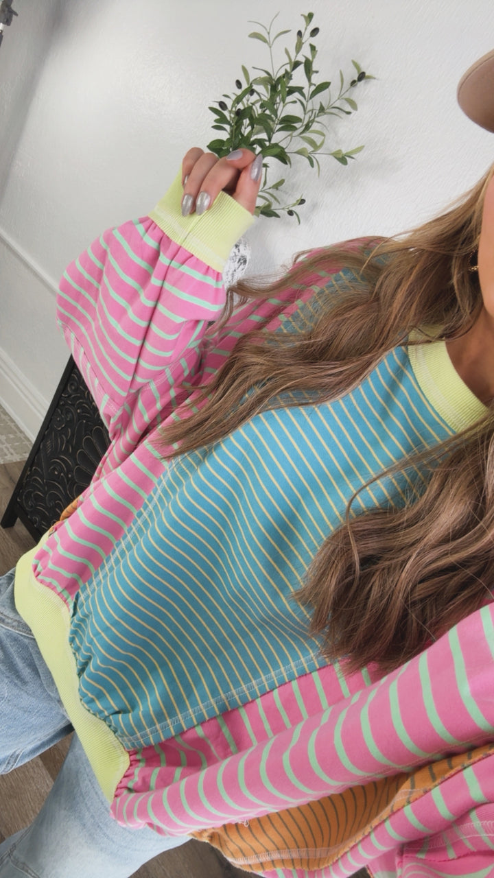 Stitch & Sail Mix Matched Top, Blue/ Pink