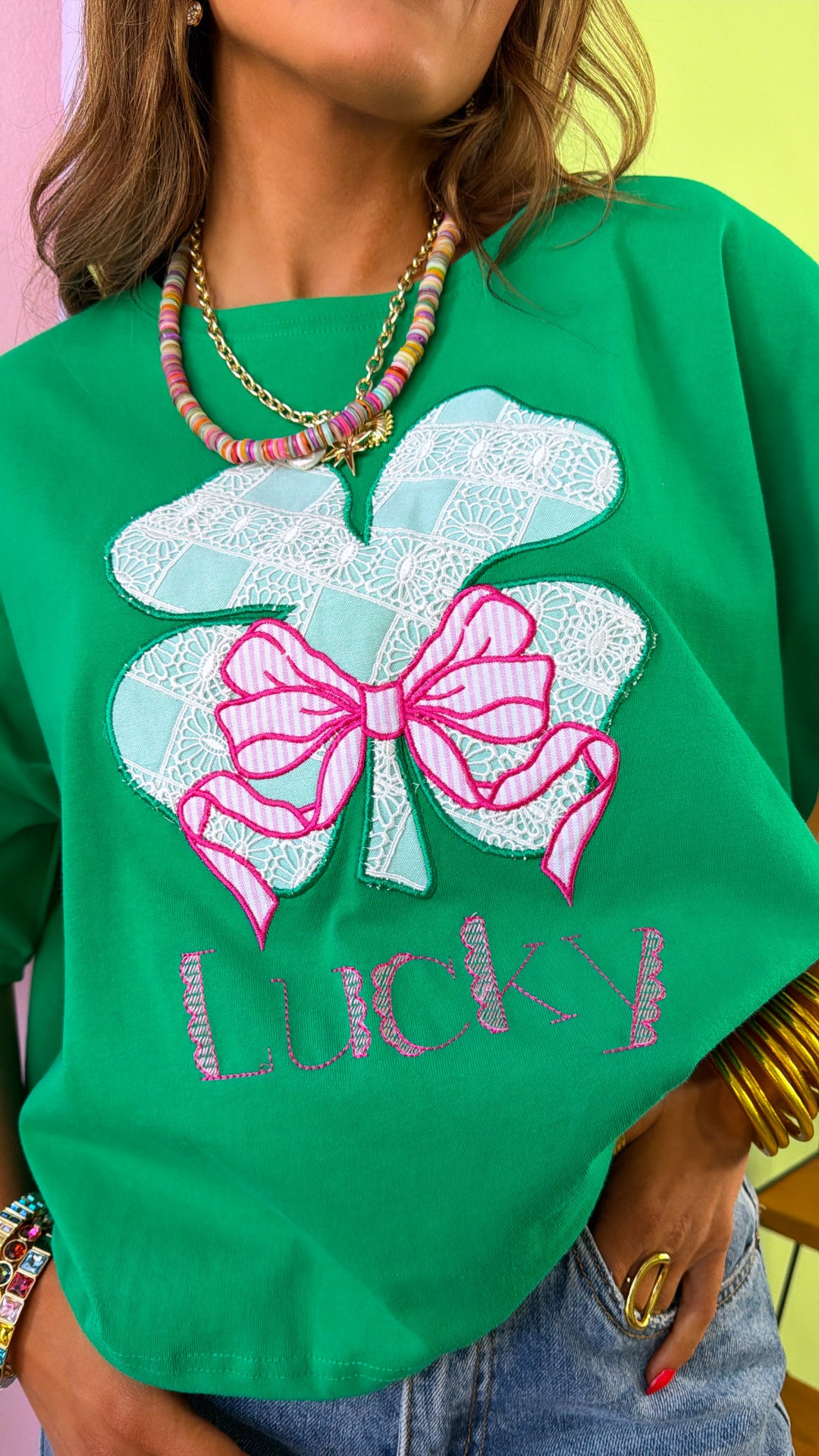 Sweet Clover Embroidered Top, Green