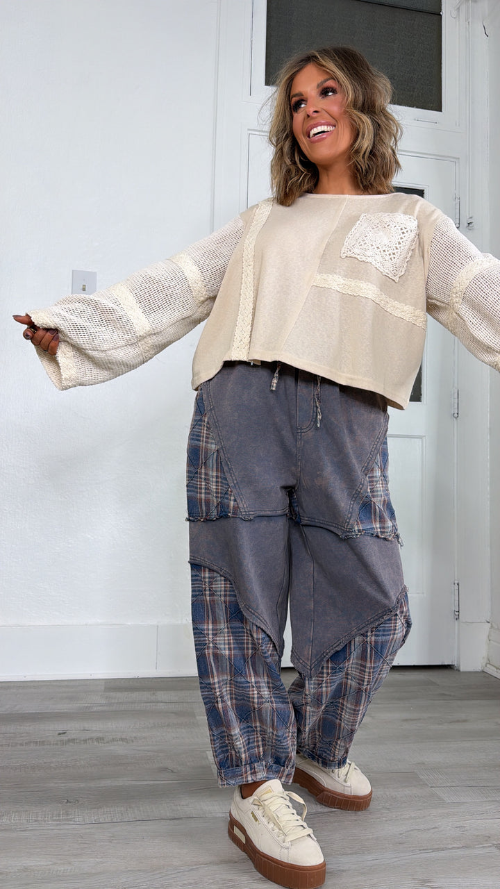 Tulip Trail Plaid Pant, Navy