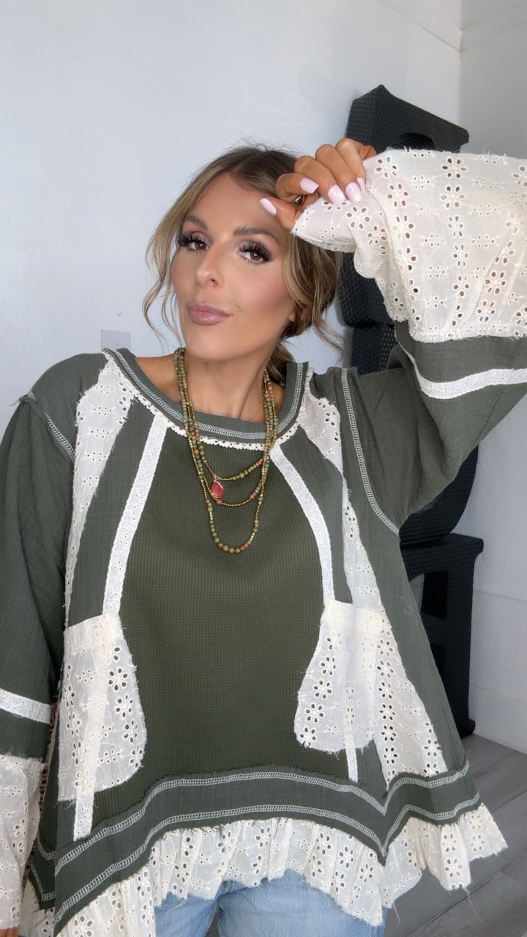 Sylvie Dainty Detailed Blouse, Olive