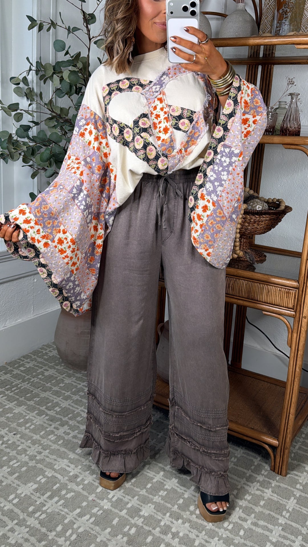 Slate Sky Flowy Pants, Burnt Charcoal