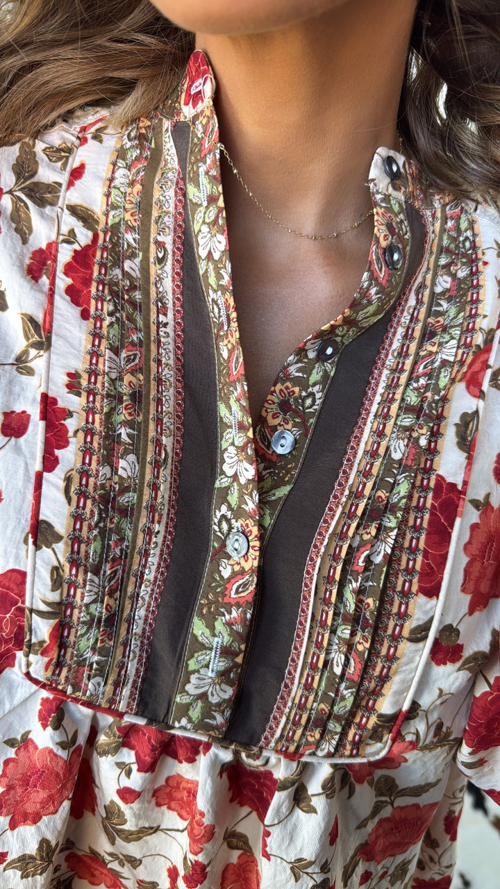 Russet Bloom Blouse, Ecru