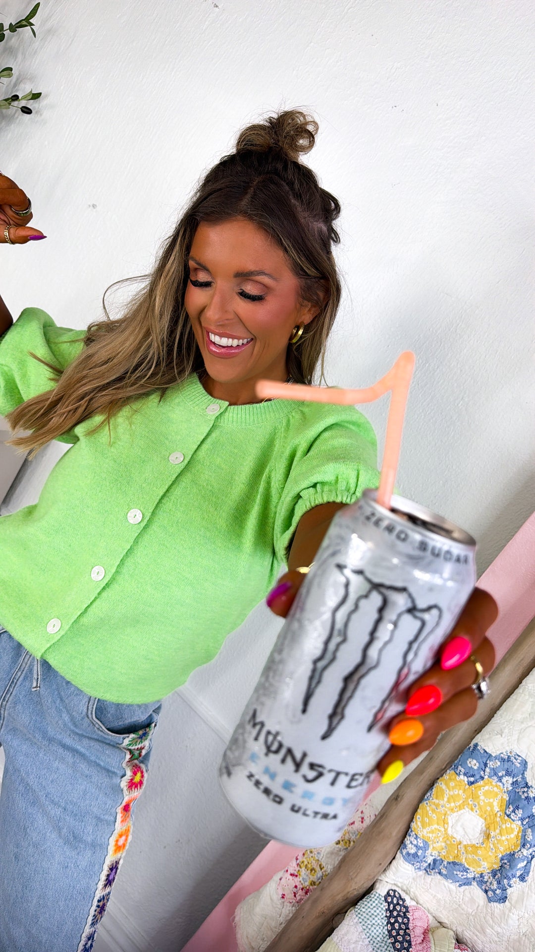 French Market Knit Sweater, Cool Lime