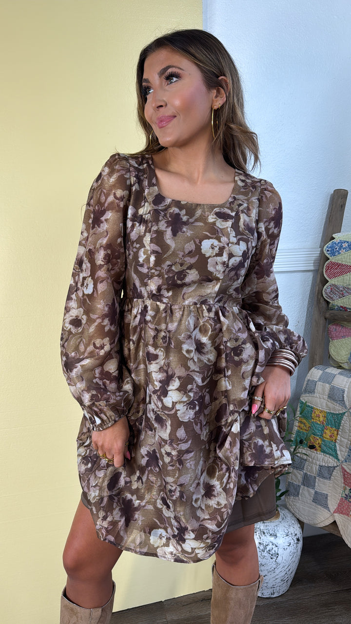 Larkspur Mini Dress, Olive Multi