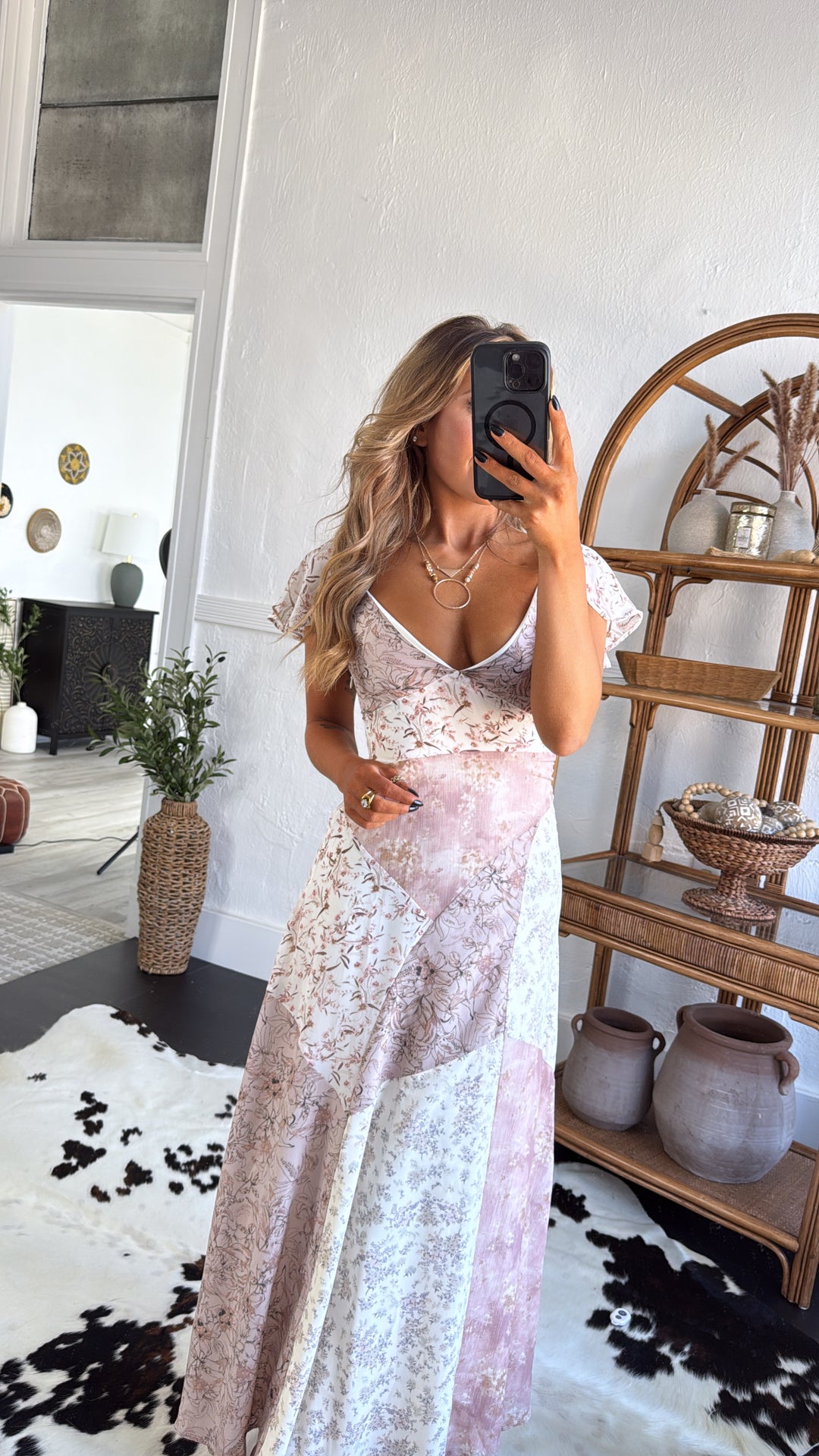 Country Fields Maxi Dress, Cream Floral XS Country Fields Maxi Dress, Cream Floral XS