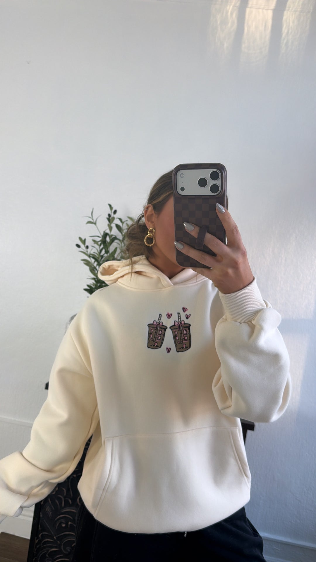 Happy Camp3r: Latte Lover Hoodie, Cream