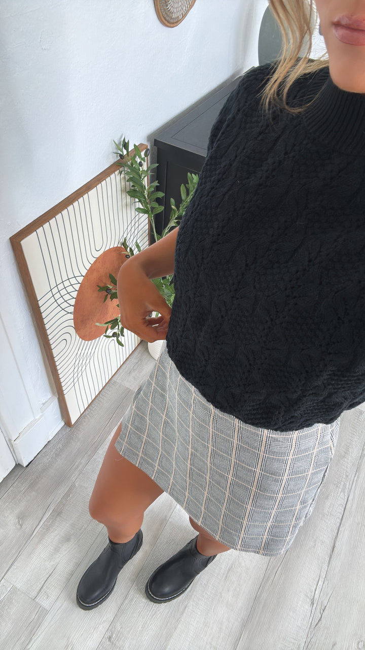 Soft Tone Knit Sweater Tank, Black