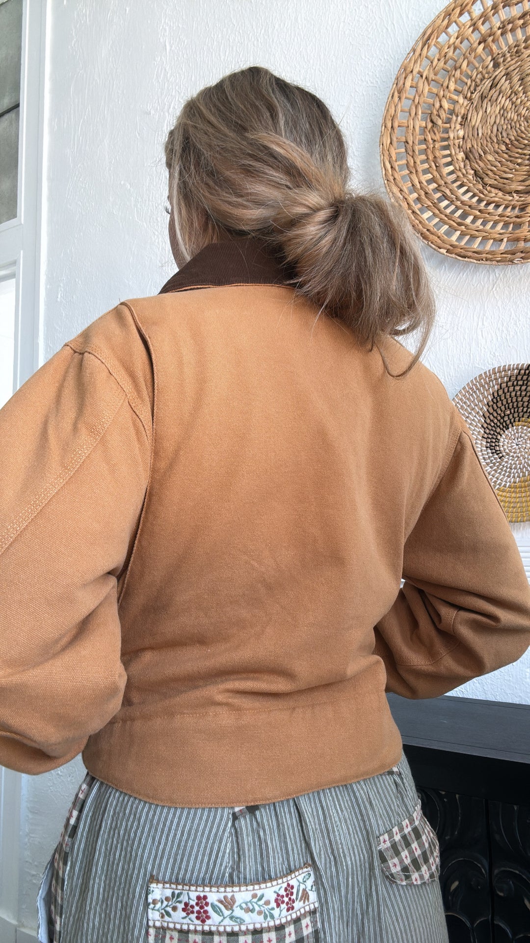 Overtime Cropped Vintage Work Jacket, Camel