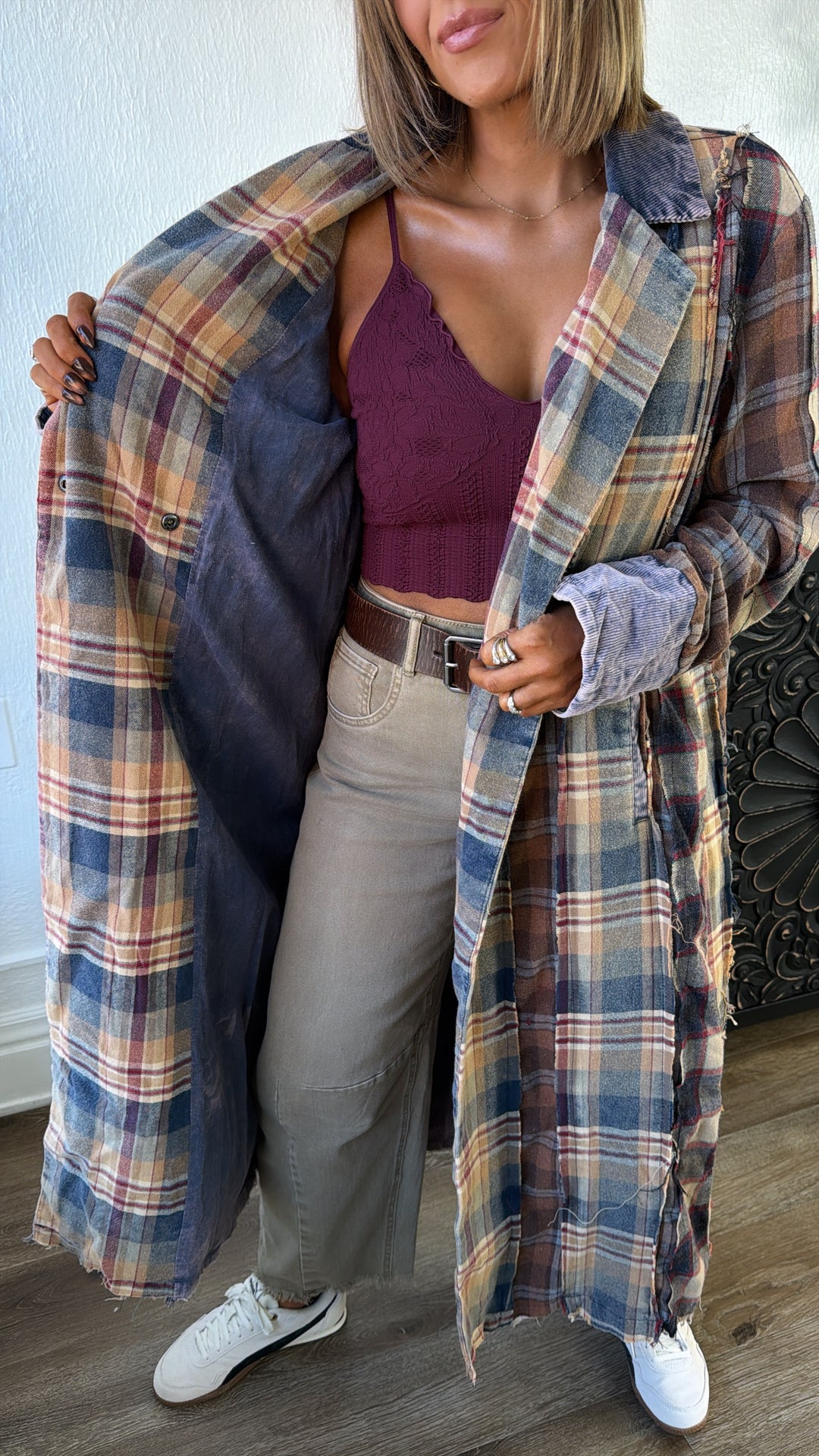 Stop & Stare Washed Plaid Jacket