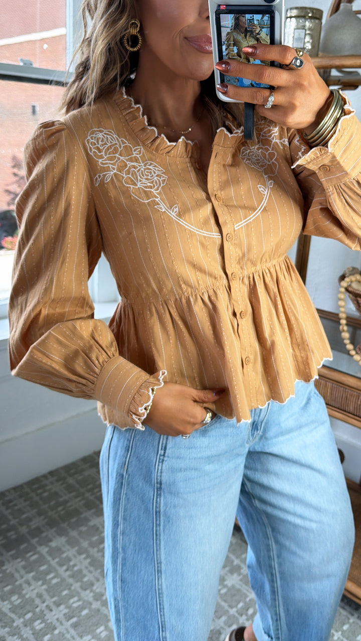 Chestnut Charm Blouse, Clay