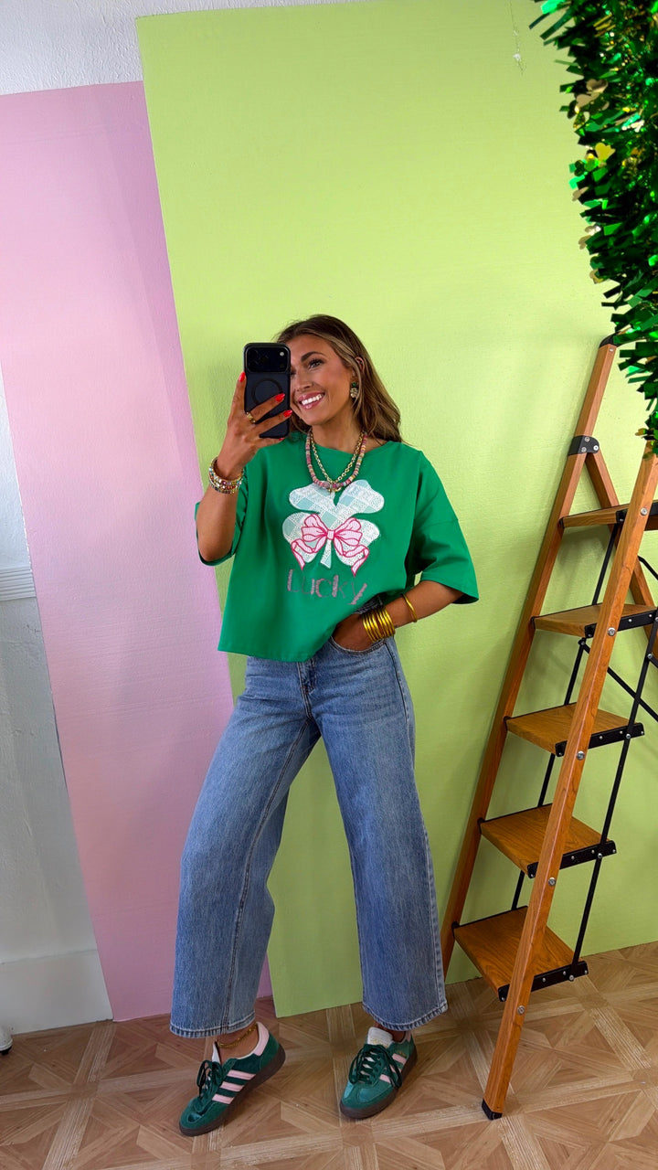 Sweet Clover Embroidered Top, Green