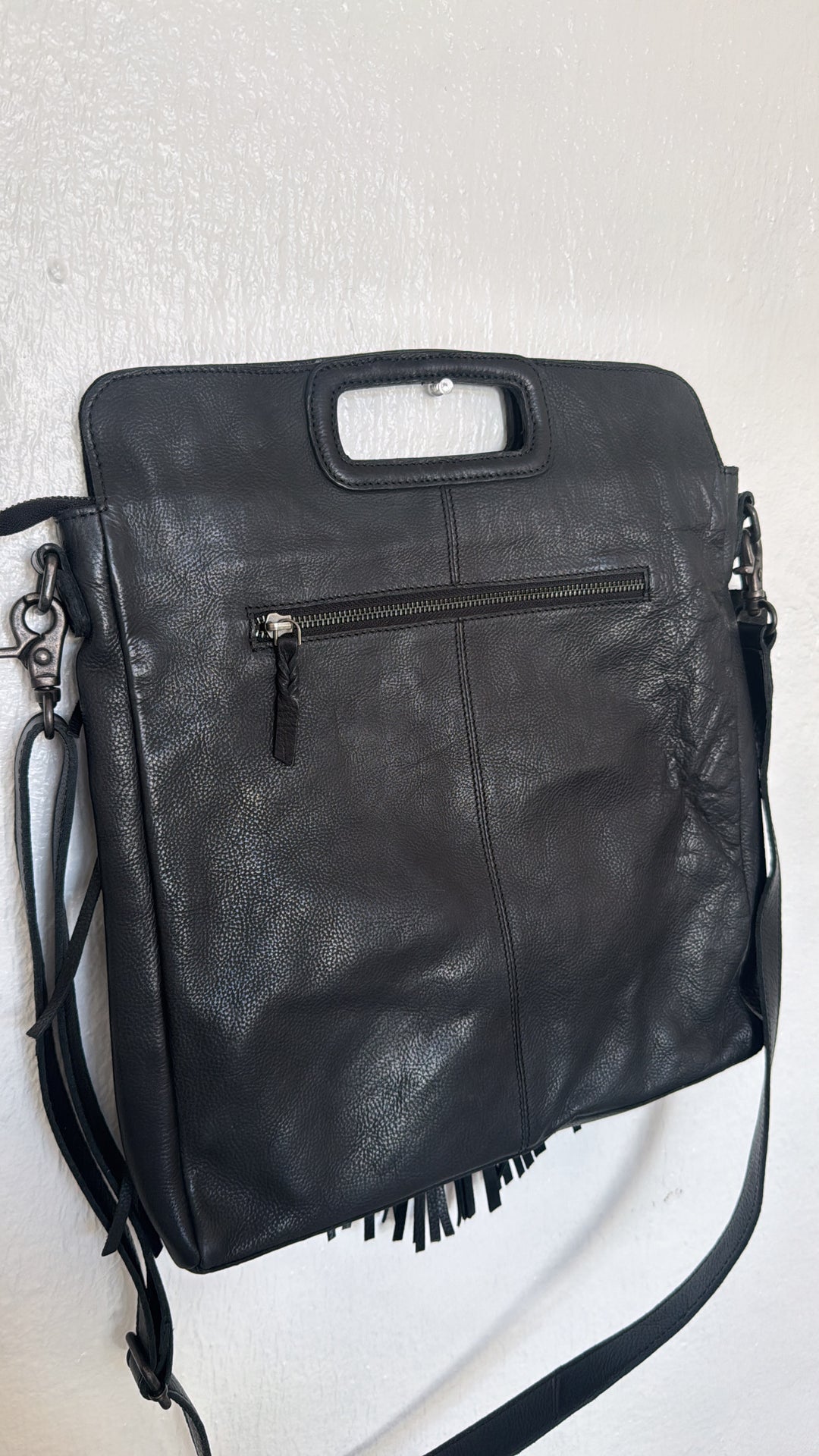 Bristol Layered Fringe Tote, Black