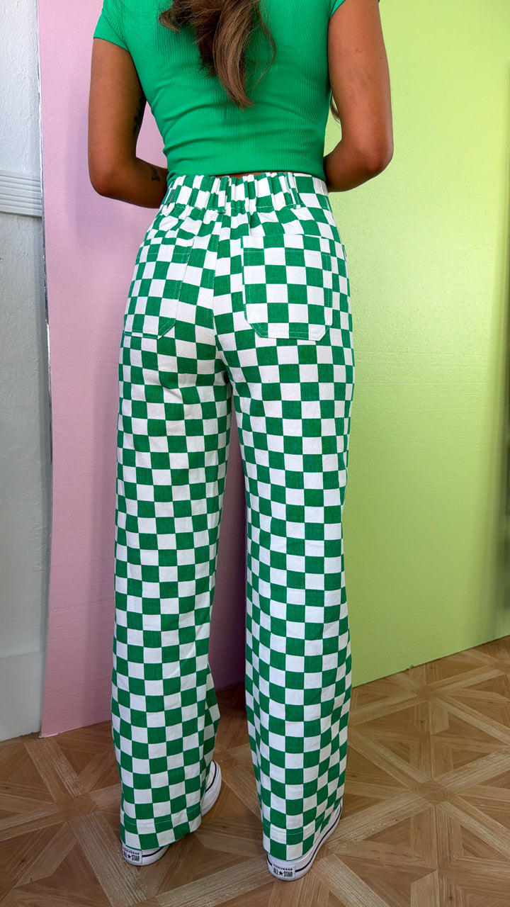Finish Line Checkered Pant, Green