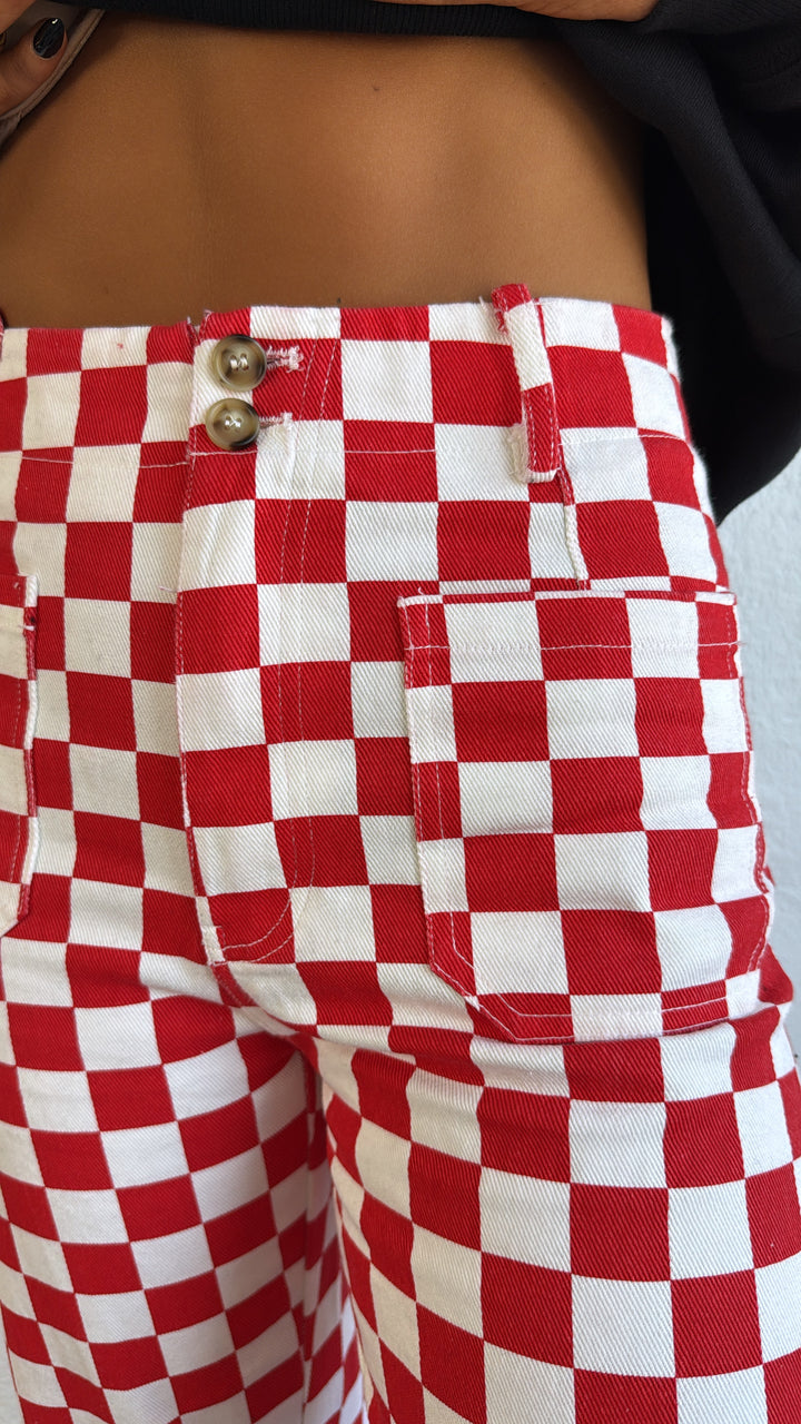 Finish Line Checkered Pant, Red