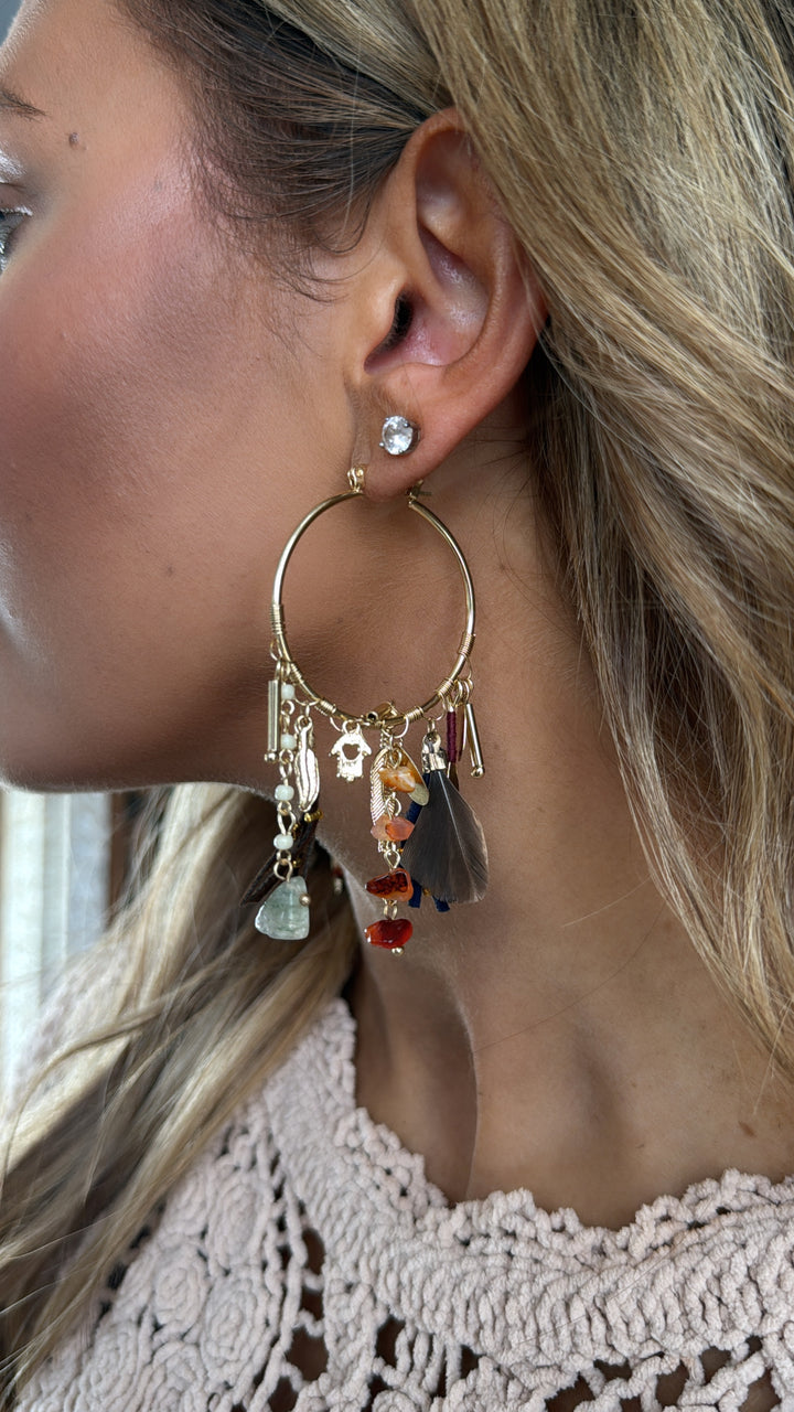 Just In Jade Feather Hoop Earring