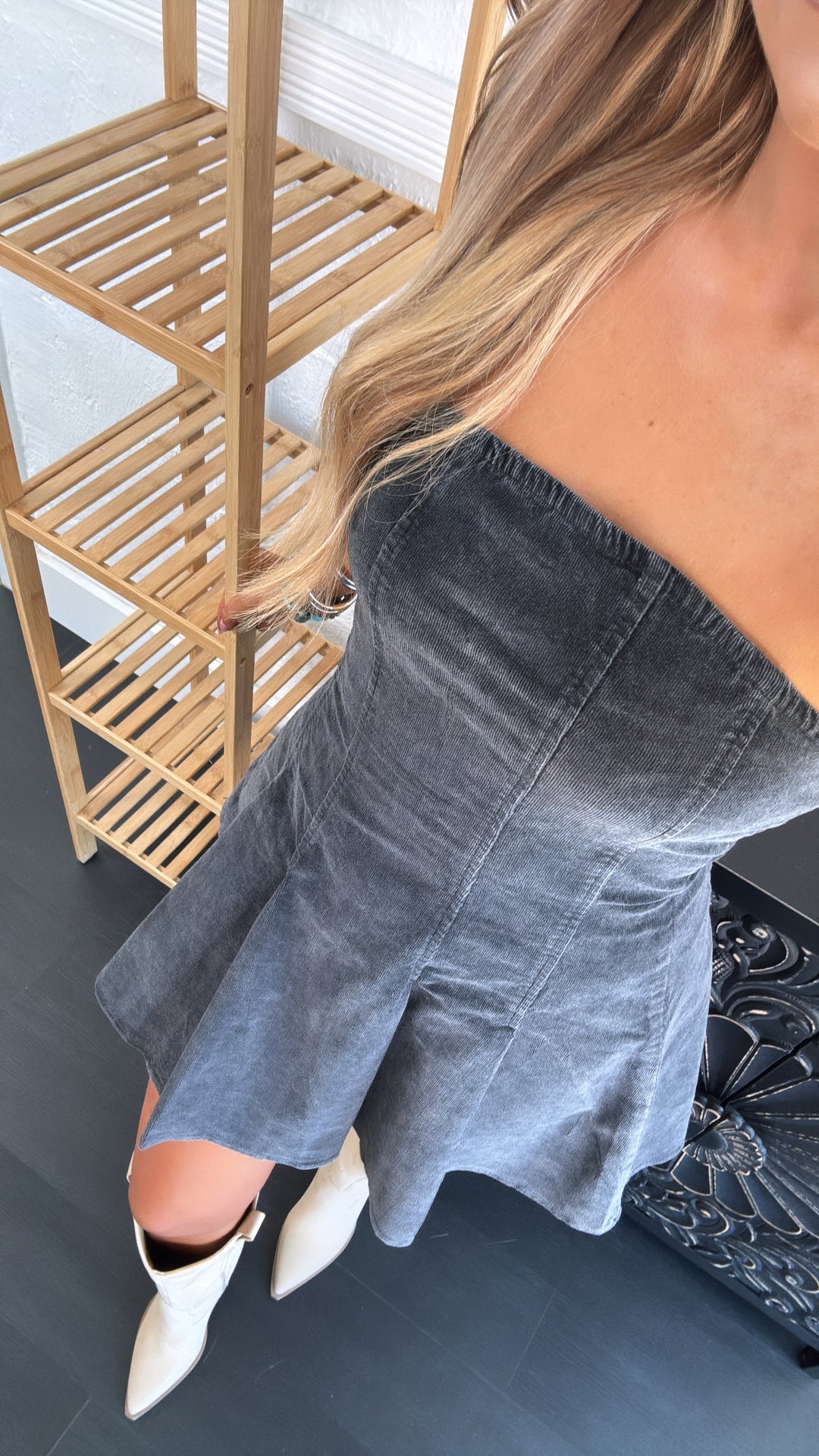 Western City Streets Mini Dress, Black