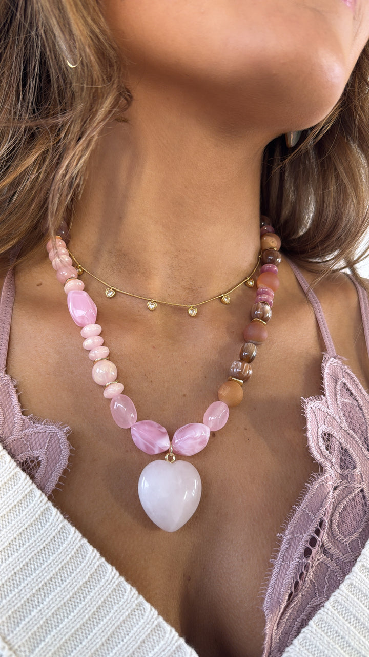 Babe Gemstone Heart Necklace