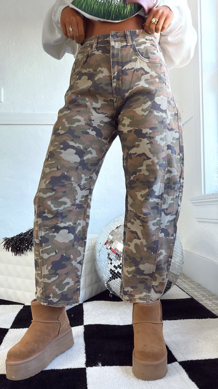 Gone Rouge Camo Washed Barrel Jeans