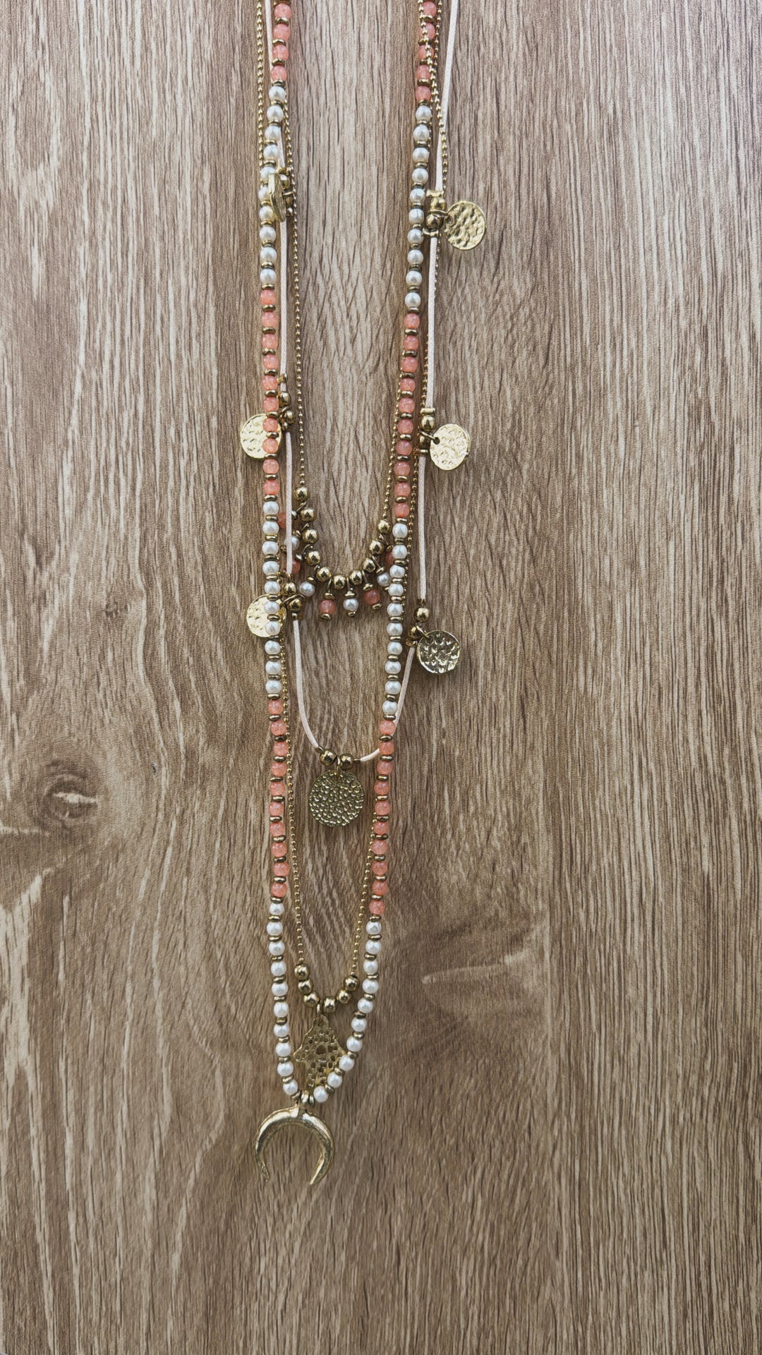 Poem Song Necklace, Coral/Pearl