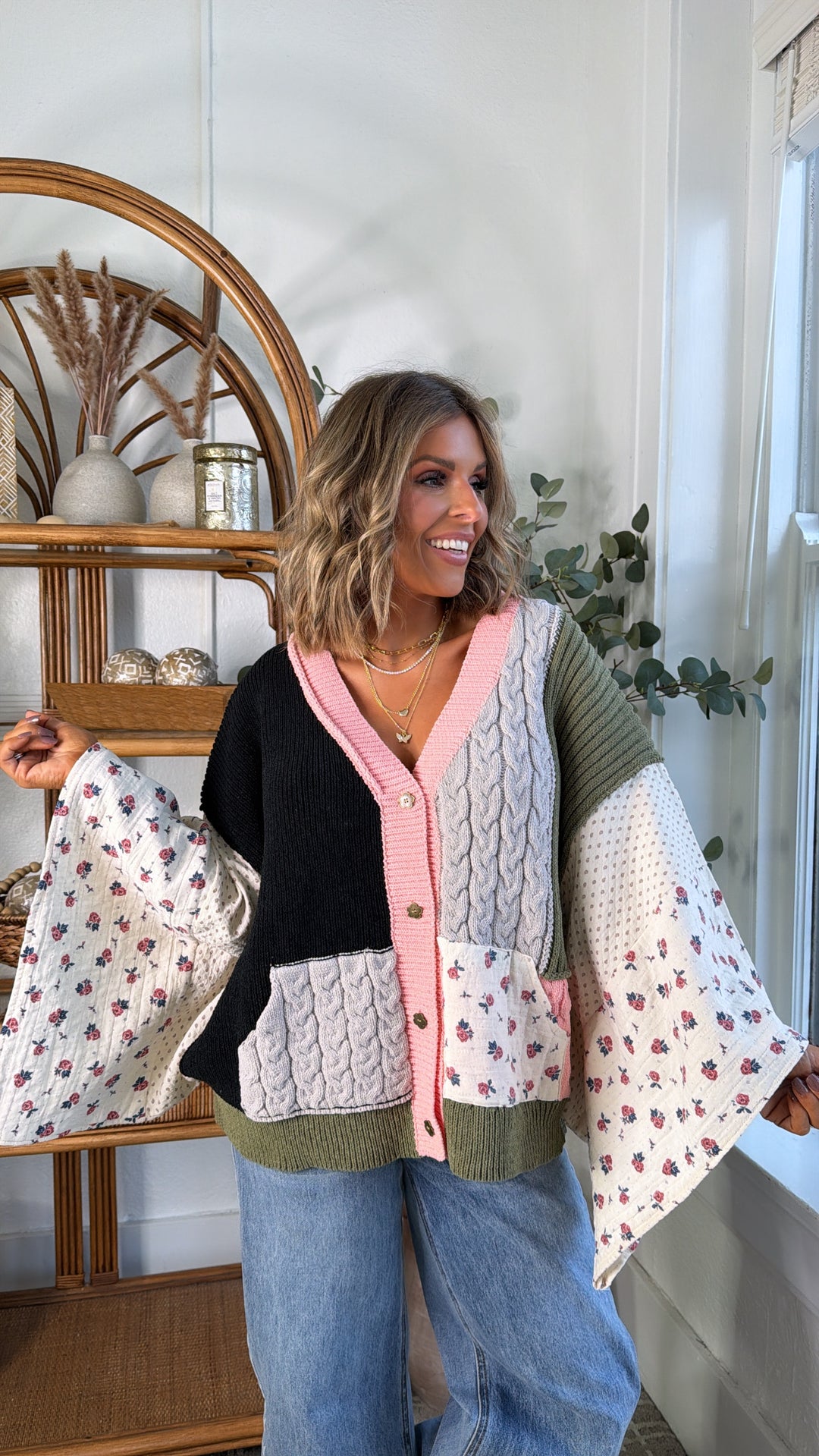 Fable Stitch Button Up, Black Multi