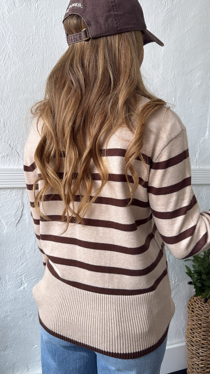 Thistlewood Striped Knit Sweater, Lt. Taupe