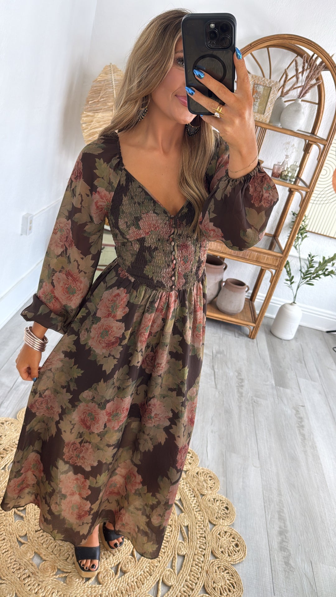 Golden Rue Midi Dress, Chocolate