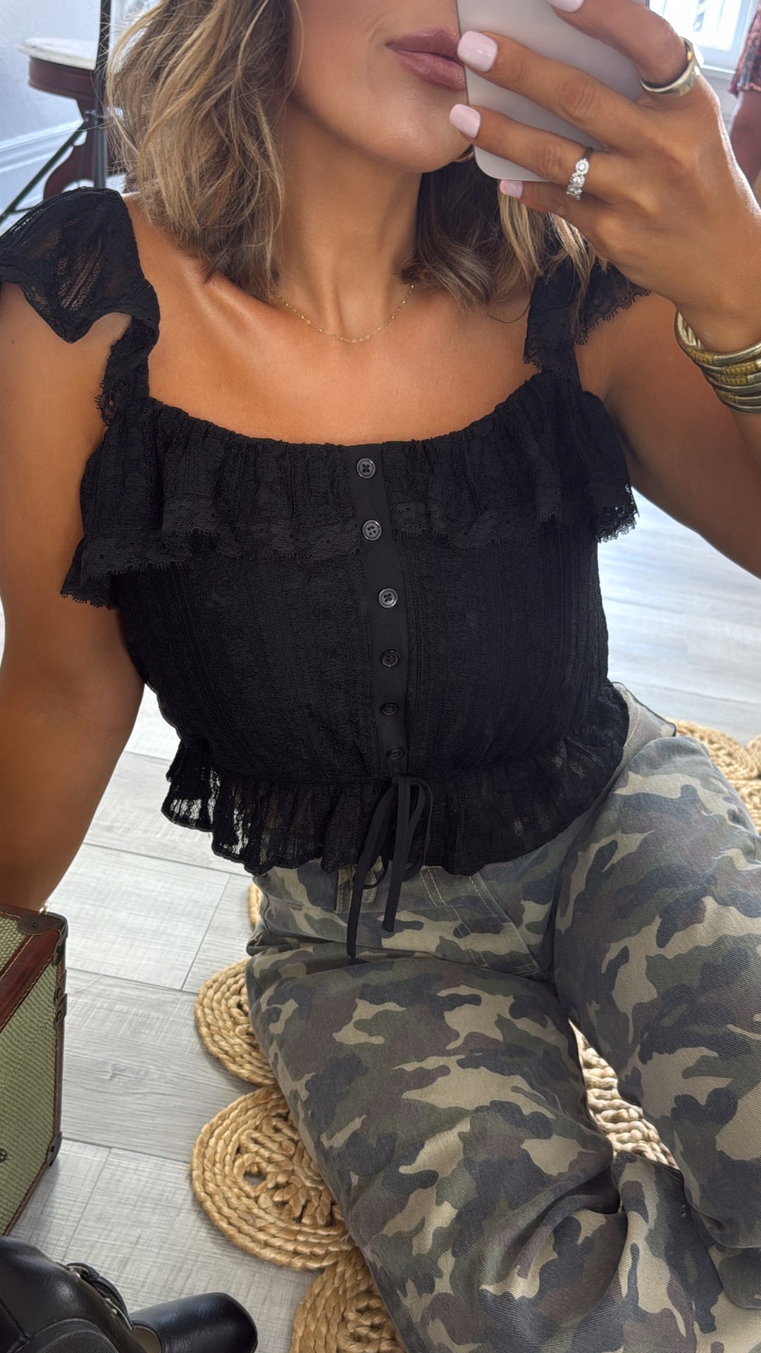 Summers End Lace Tank, Black