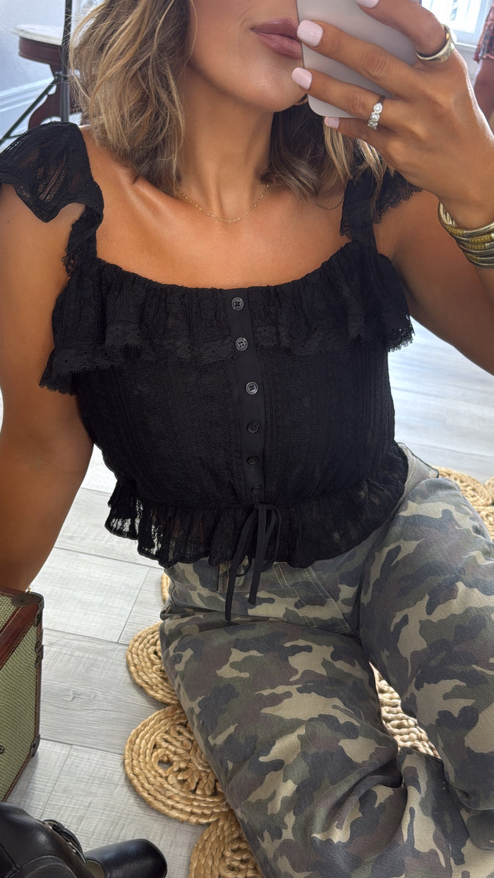 Summers End Lace Tank, Black