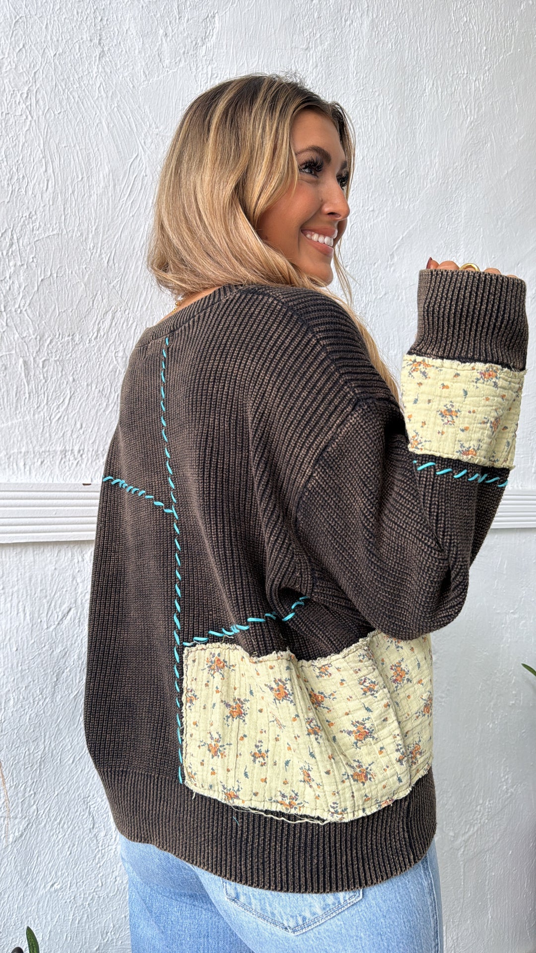 Dried Sunflower Knit Cardigan, Black