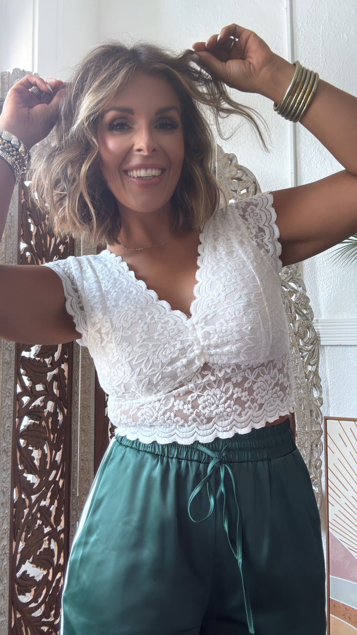 Whispered Lace Top, Ivory