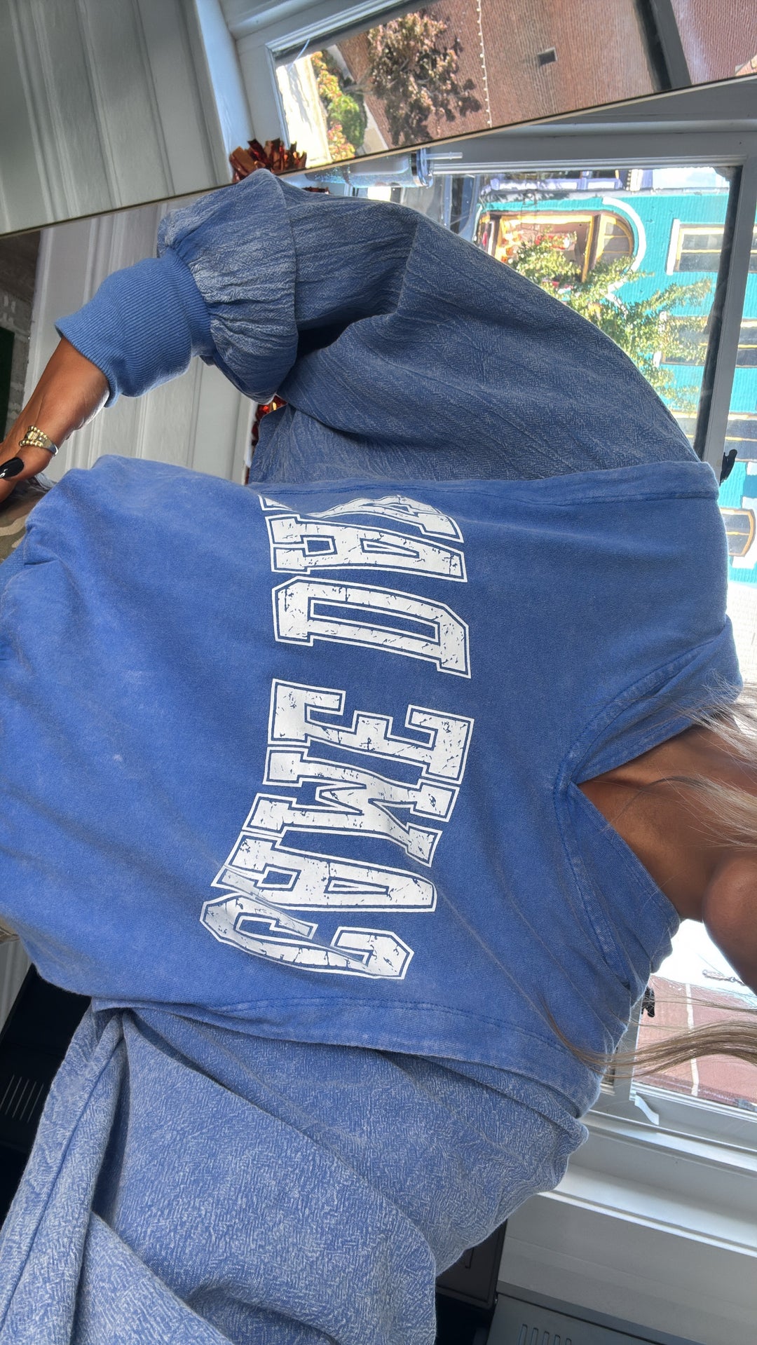 Mineral Wash Game Day Hoodie, Blue