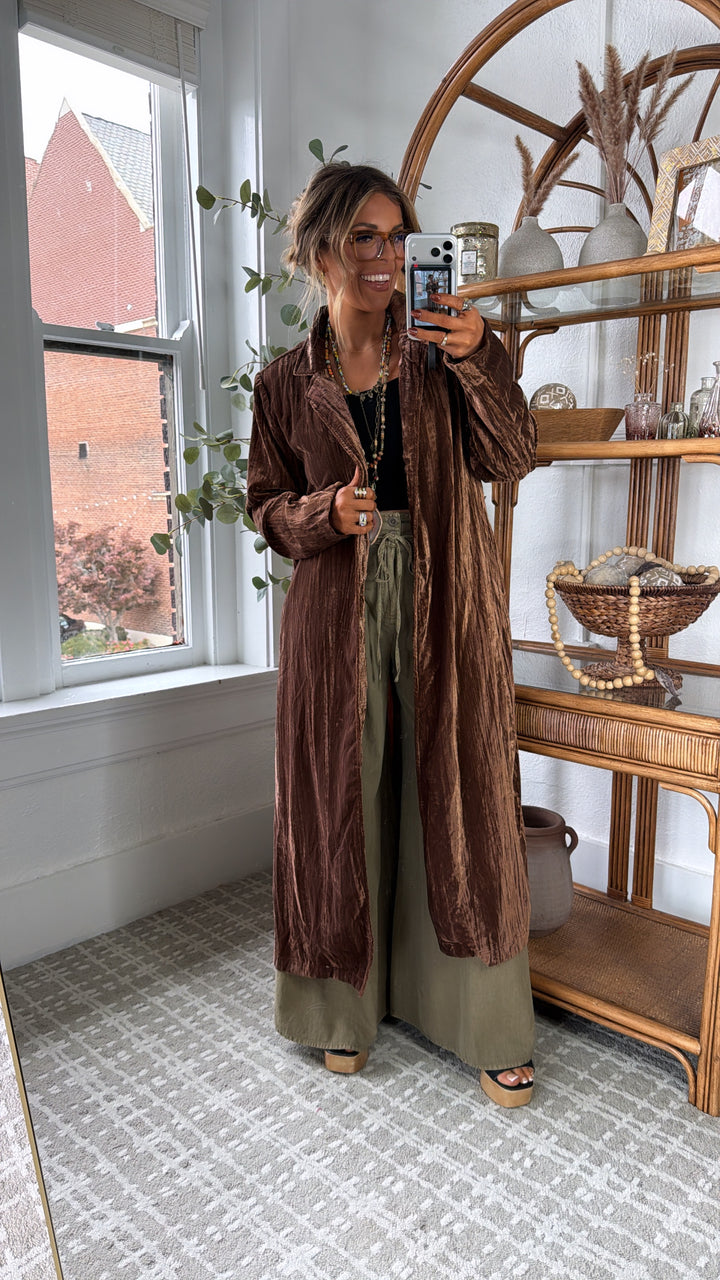 Vera Velvet Maxi Duster, Mocha