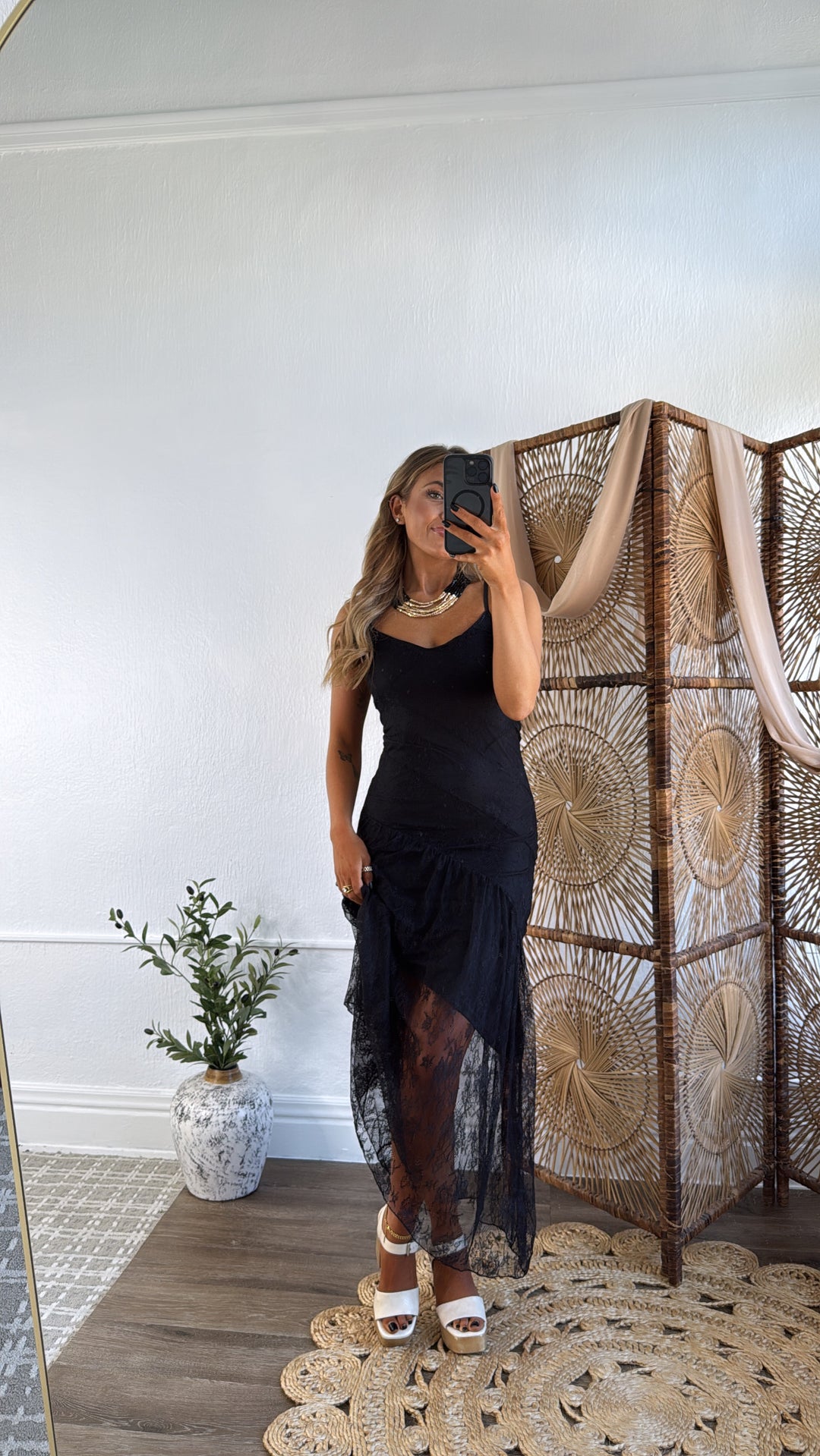 Moonlit Lace Maxi Dress, Black