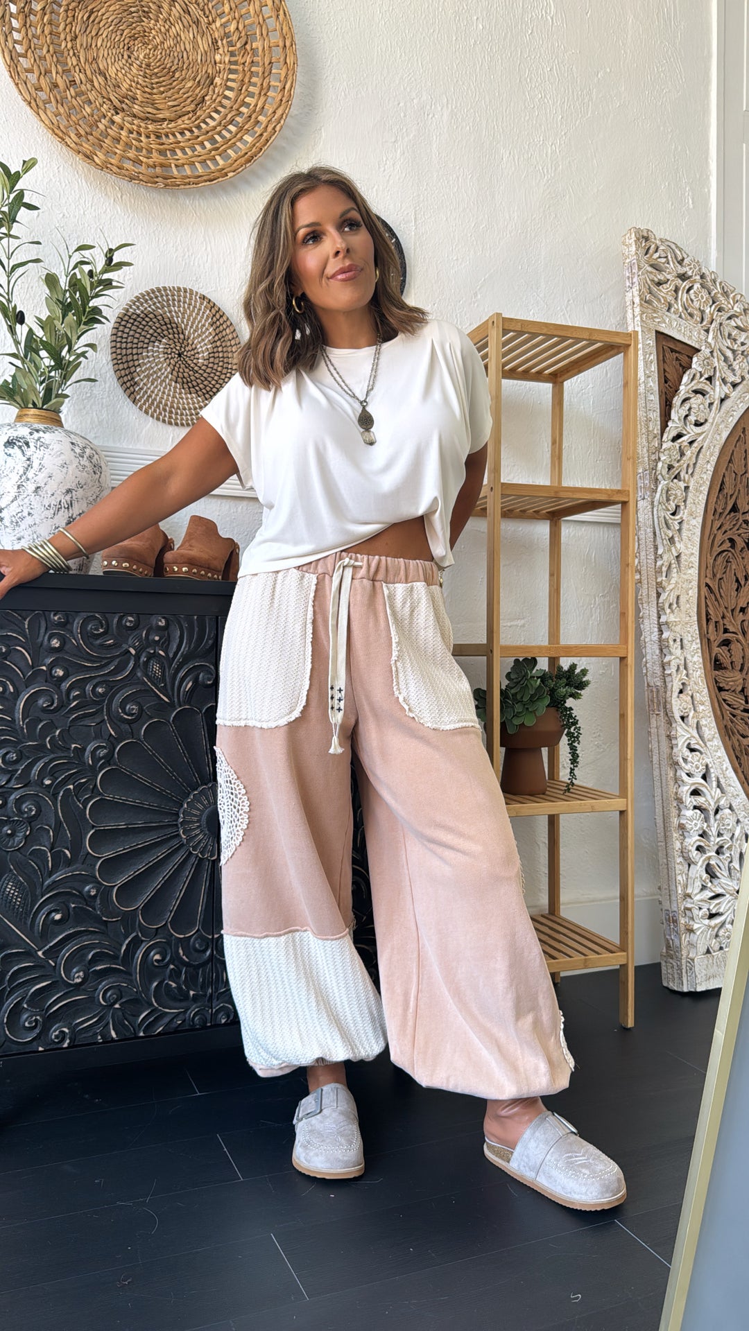 Fall In Love Lace Detailed Jogger, Camel