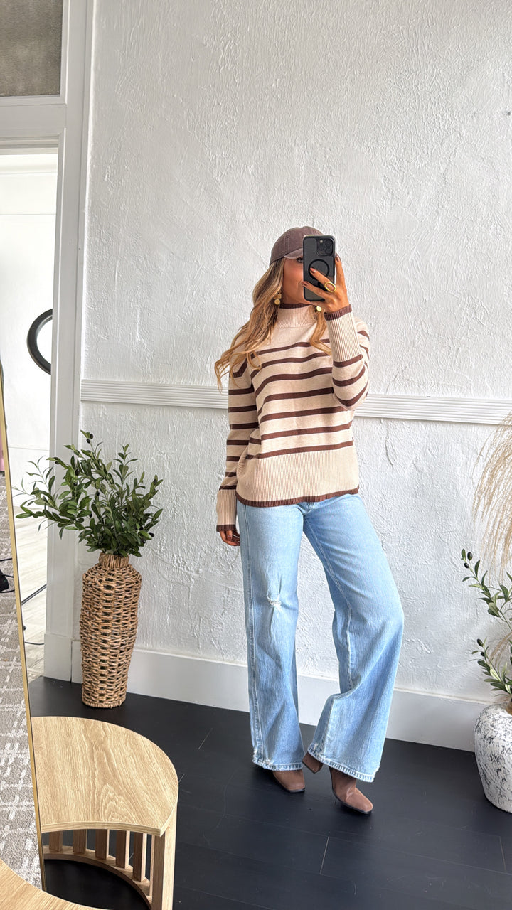 Thistlewood Striped Knit Sweater, Lt. Taupe