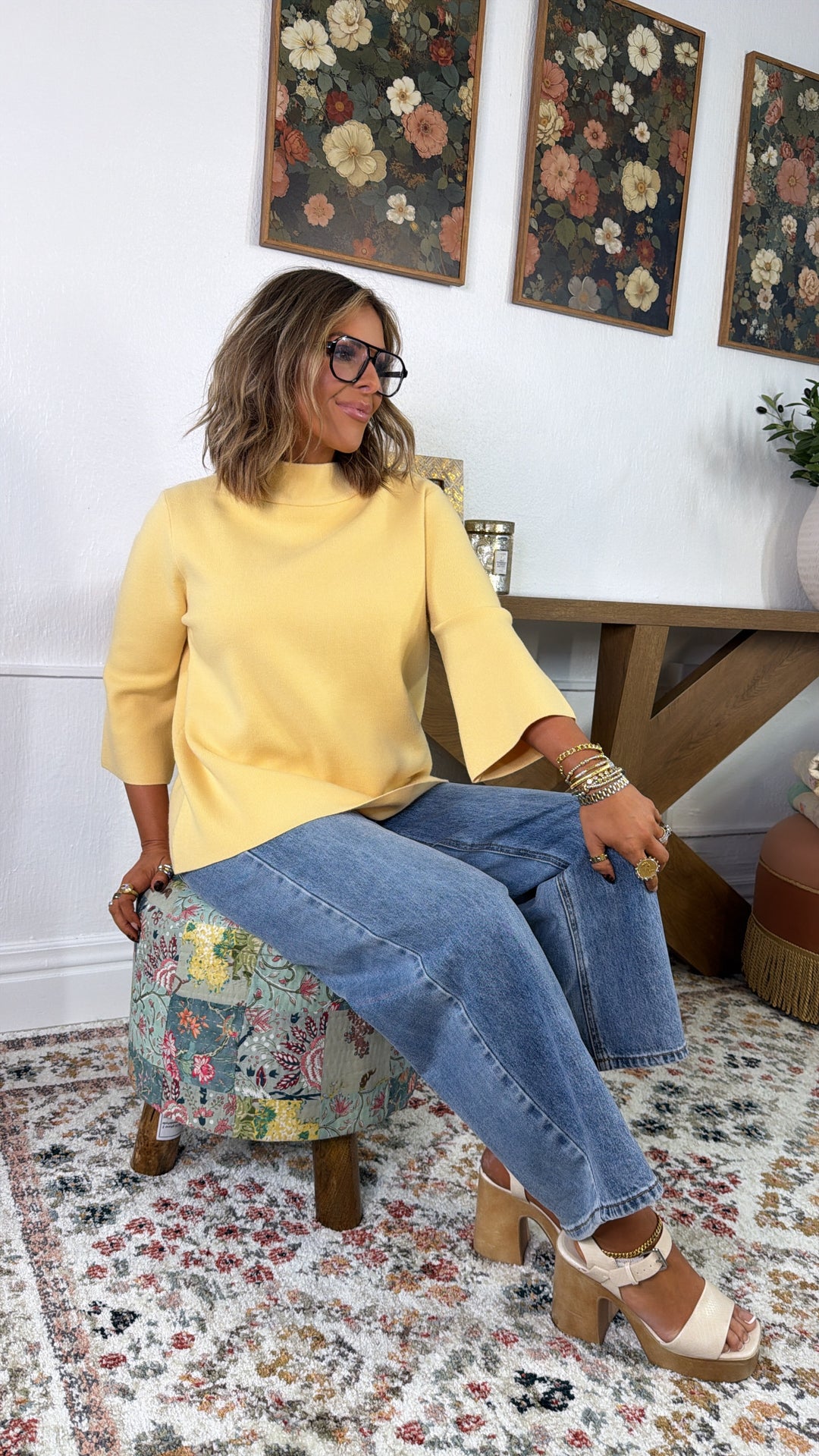 Slate Edit Knit Sweater, Mellow Yellow