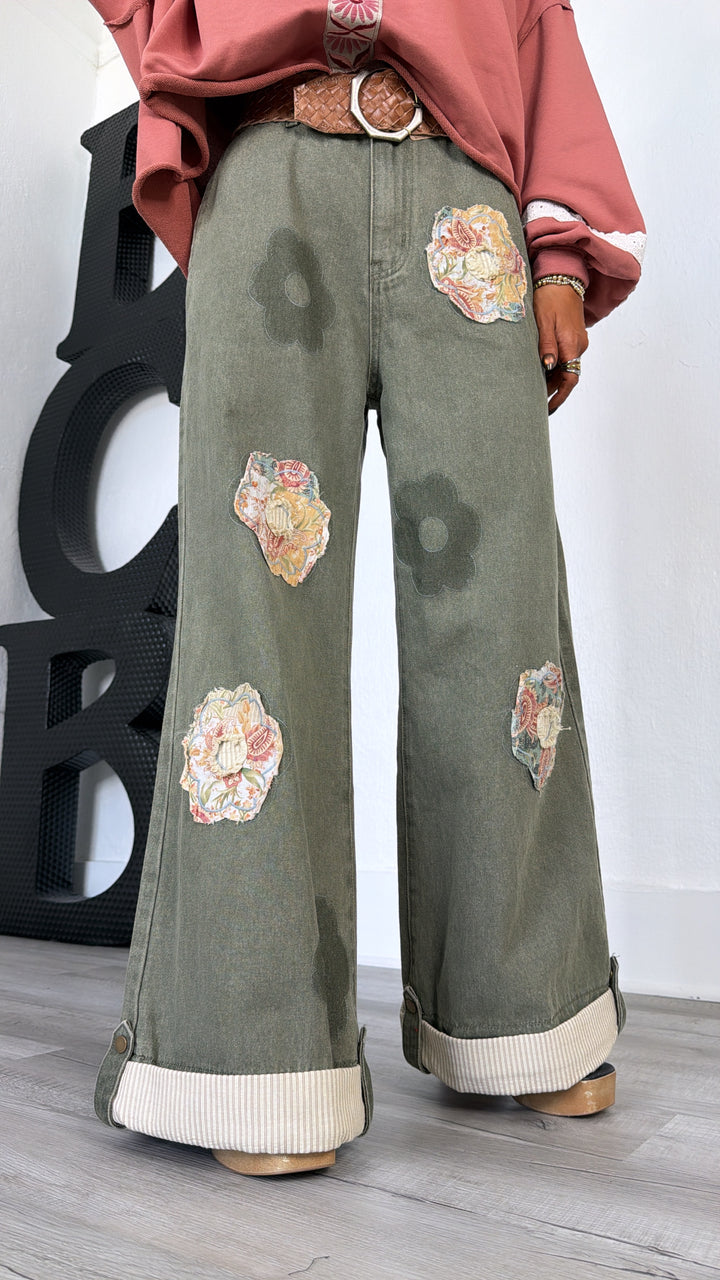 Mosswood Floral Pant, Olive